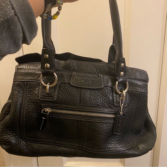 Coach Penelope Pebble Leather Black Handbag Shoulder Bag Purse - Picture 16 of 16